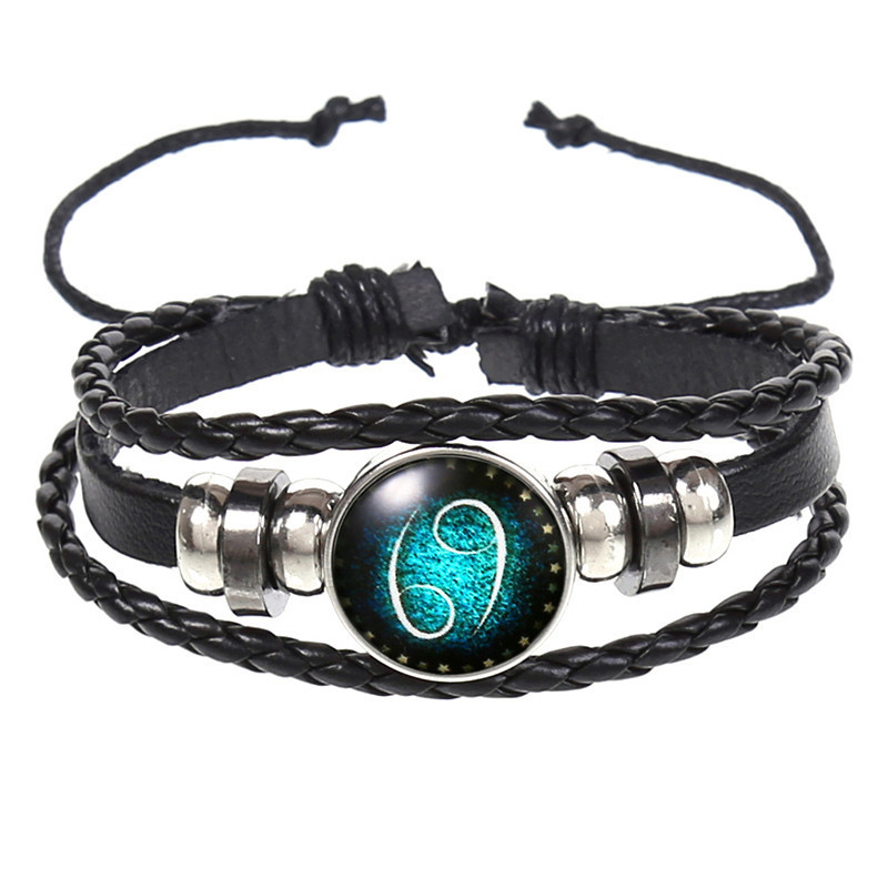 12 Constellations Vintage Leather Bracelet